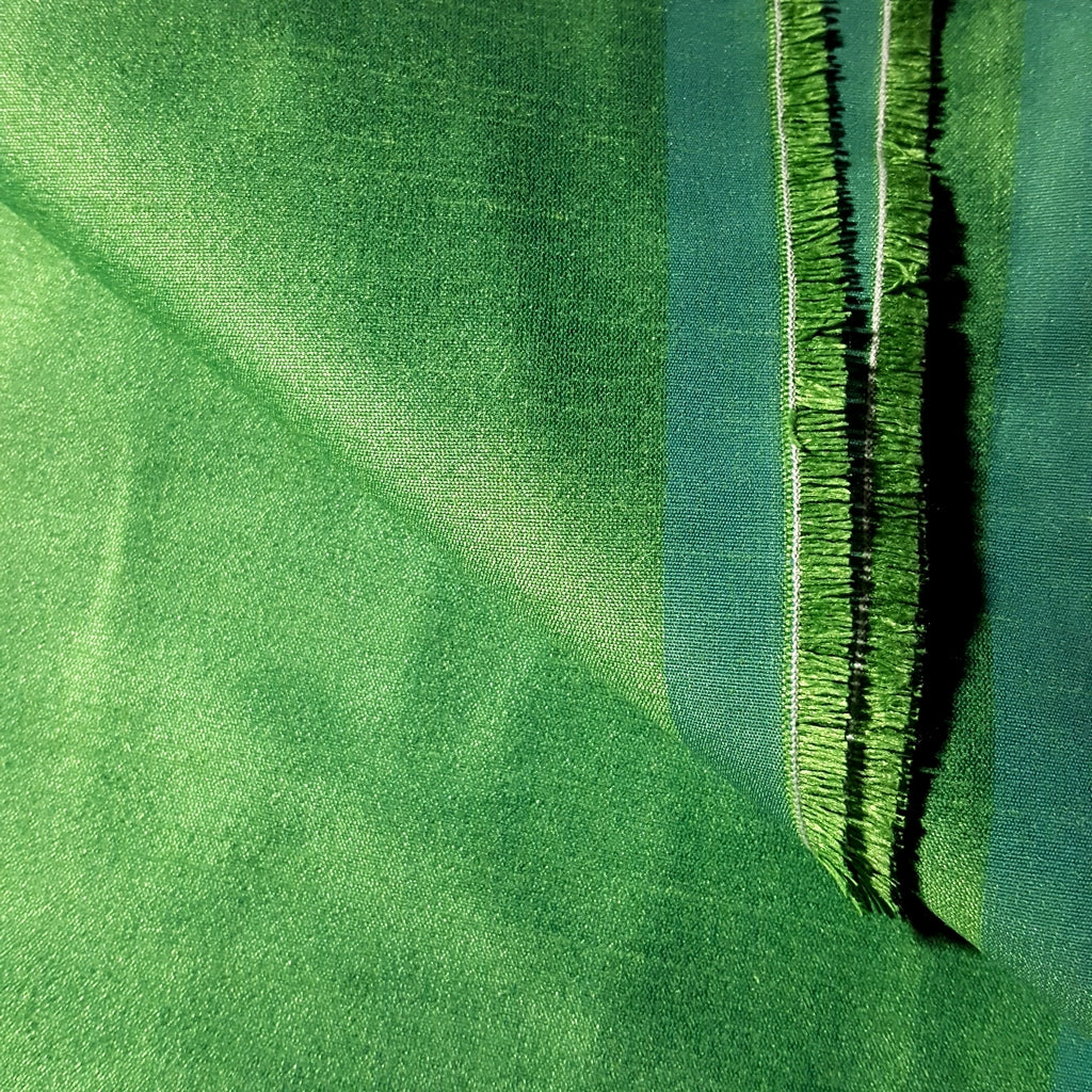 GREEN LIME TURQUOISE FAUX SILK DUPIONI
