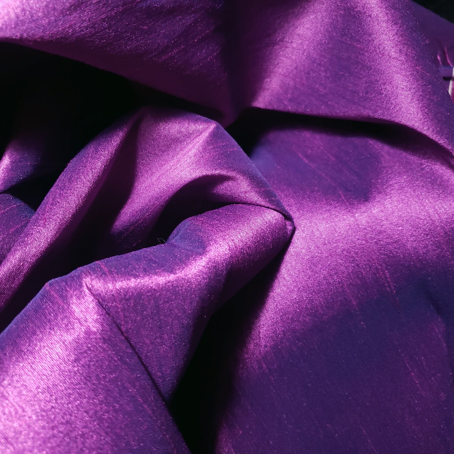 PURPLE MAGENTA BLUE FAUX SILK DUPIONI