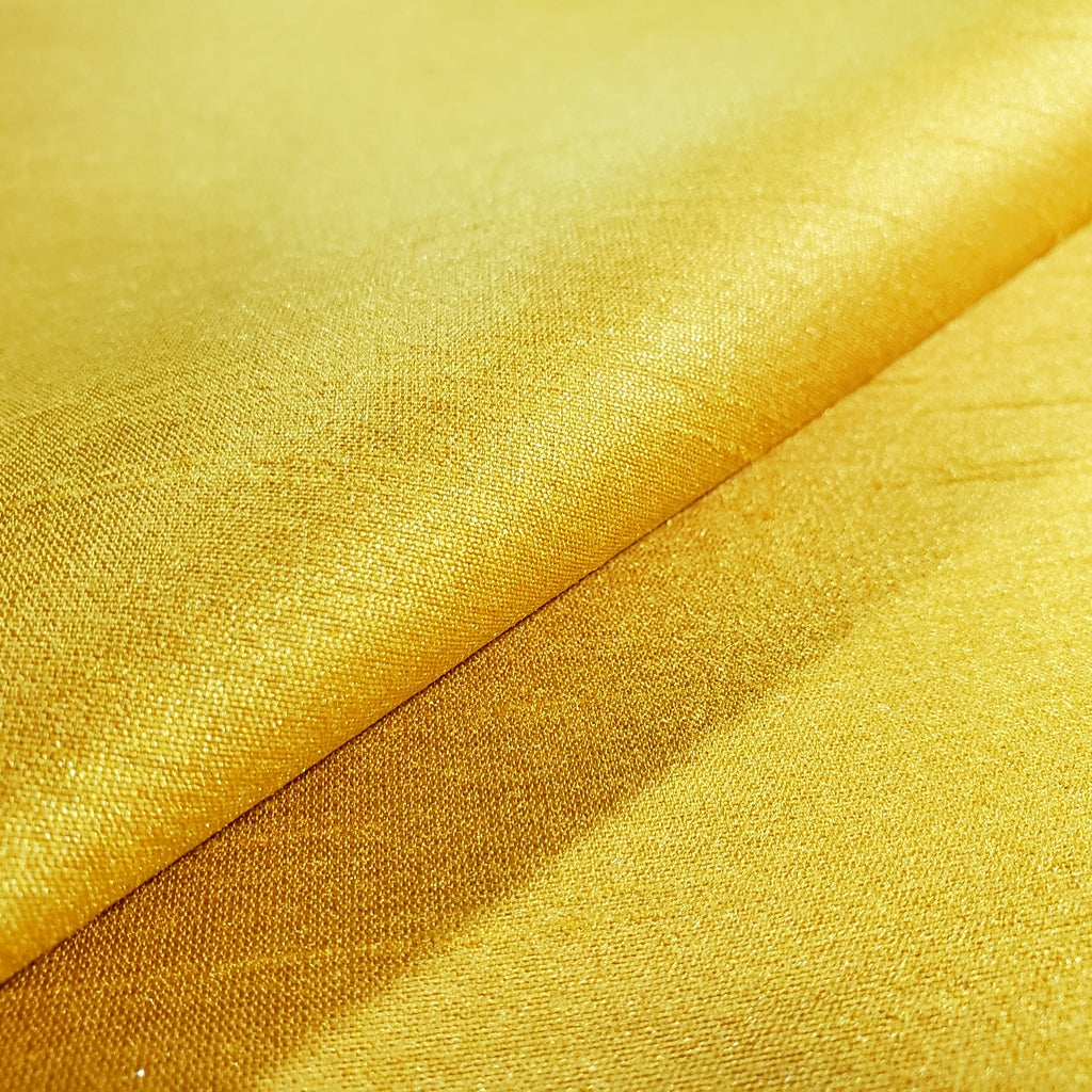 YELLOW MUSTARD FAUX SILK DUPIONI