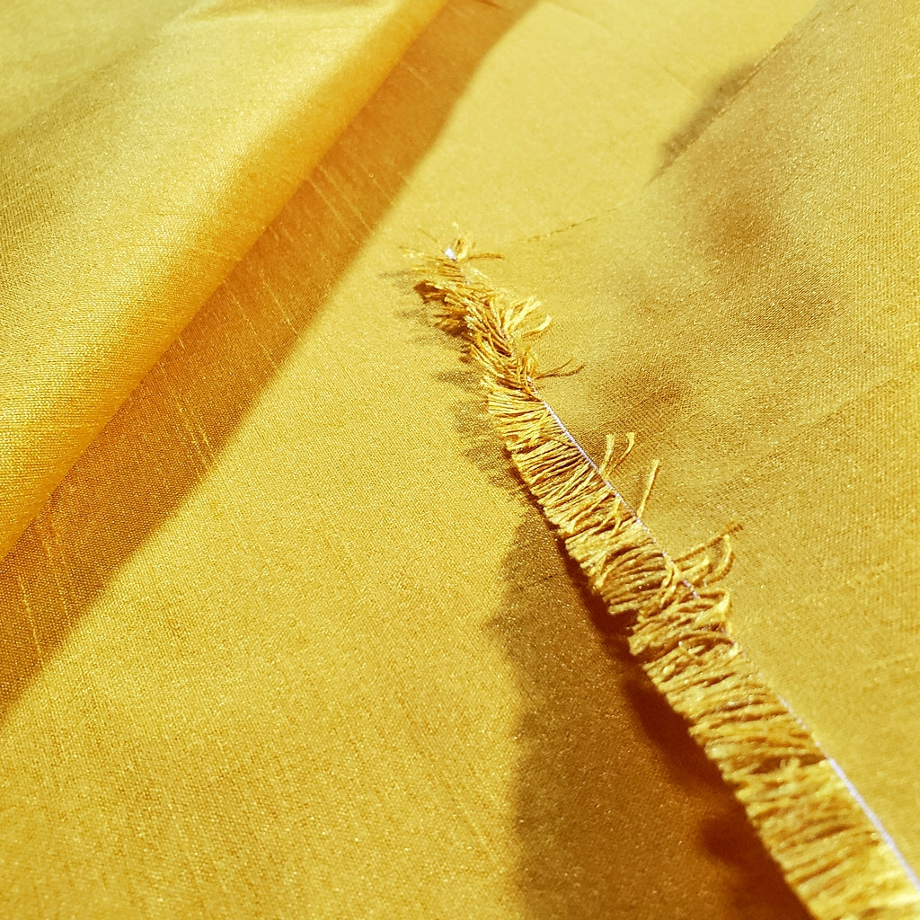 YELLOW MUSTARD FAUX SILK DUPIONI