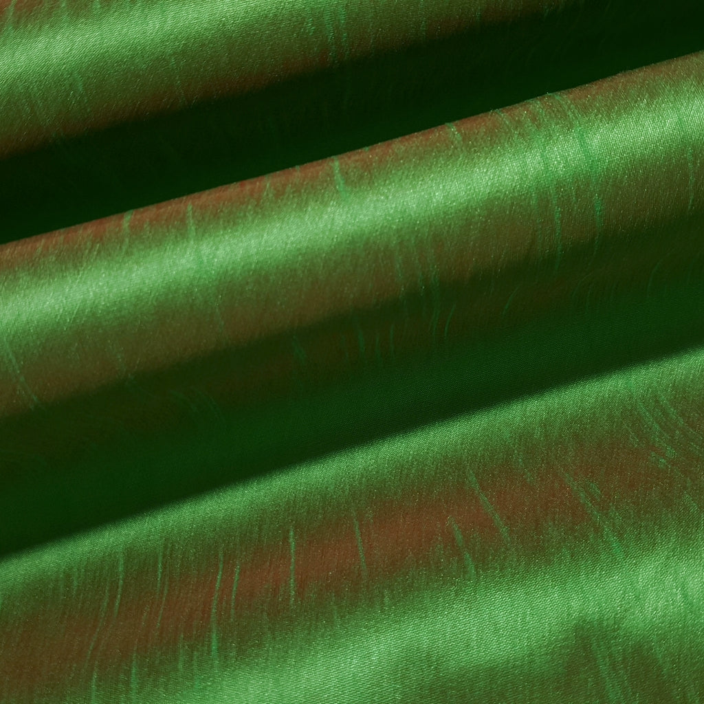 GREEN RED BROWN TWO TONE FAUX SILK DUPIONI 58"