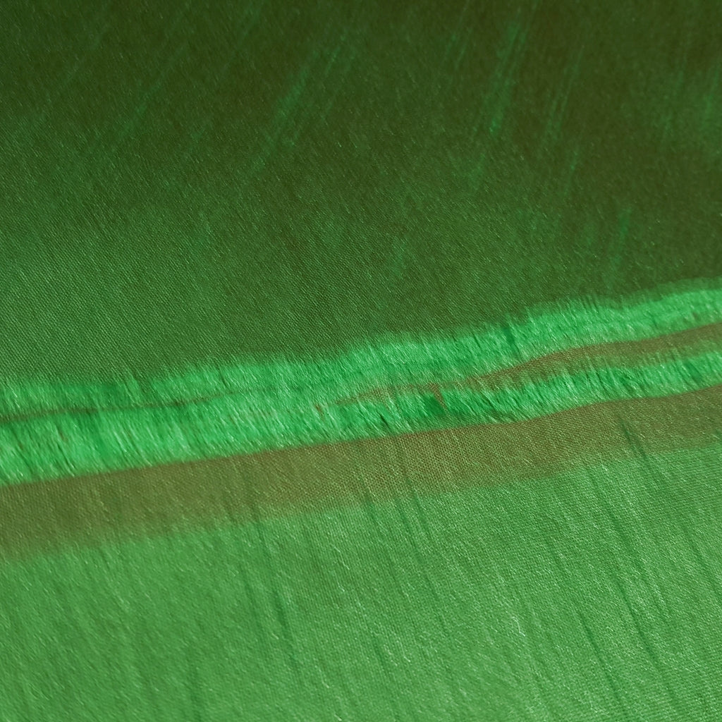 GREEN RED BROWN TWO TONE FAUX SILK DUPIONI 58"