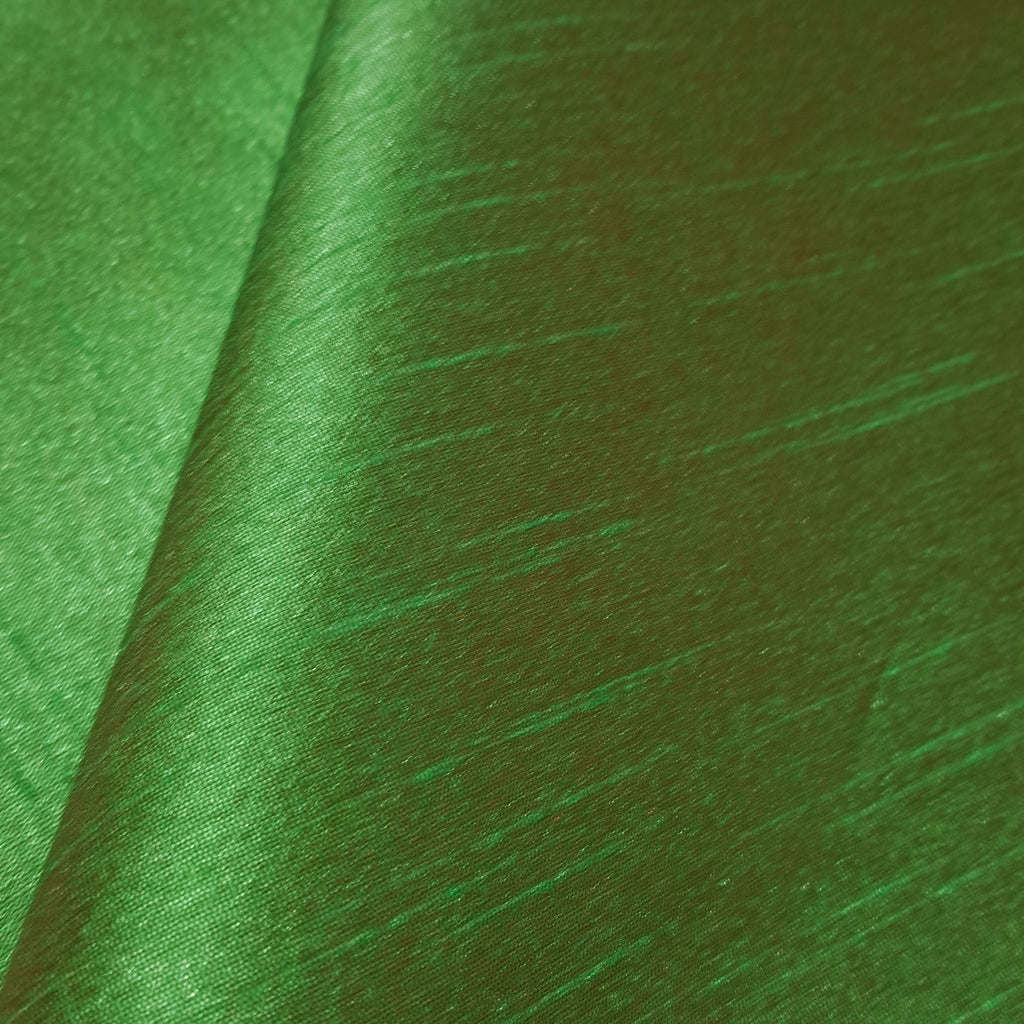 GREEN RED BROWN TWO TONE FAUX SILK DUPIONI 58"