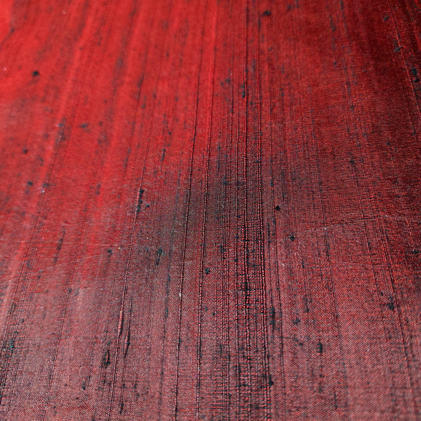 CRIMSON RED BLACK SILK DUPIONI