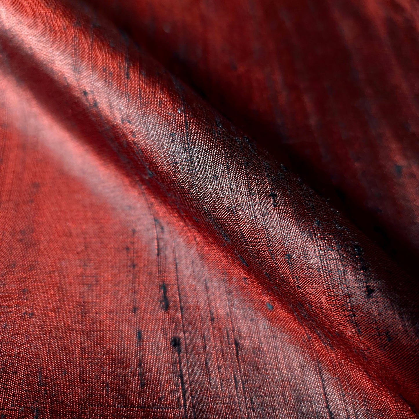 CRIMSON RED BLACK SILK DUPIONI