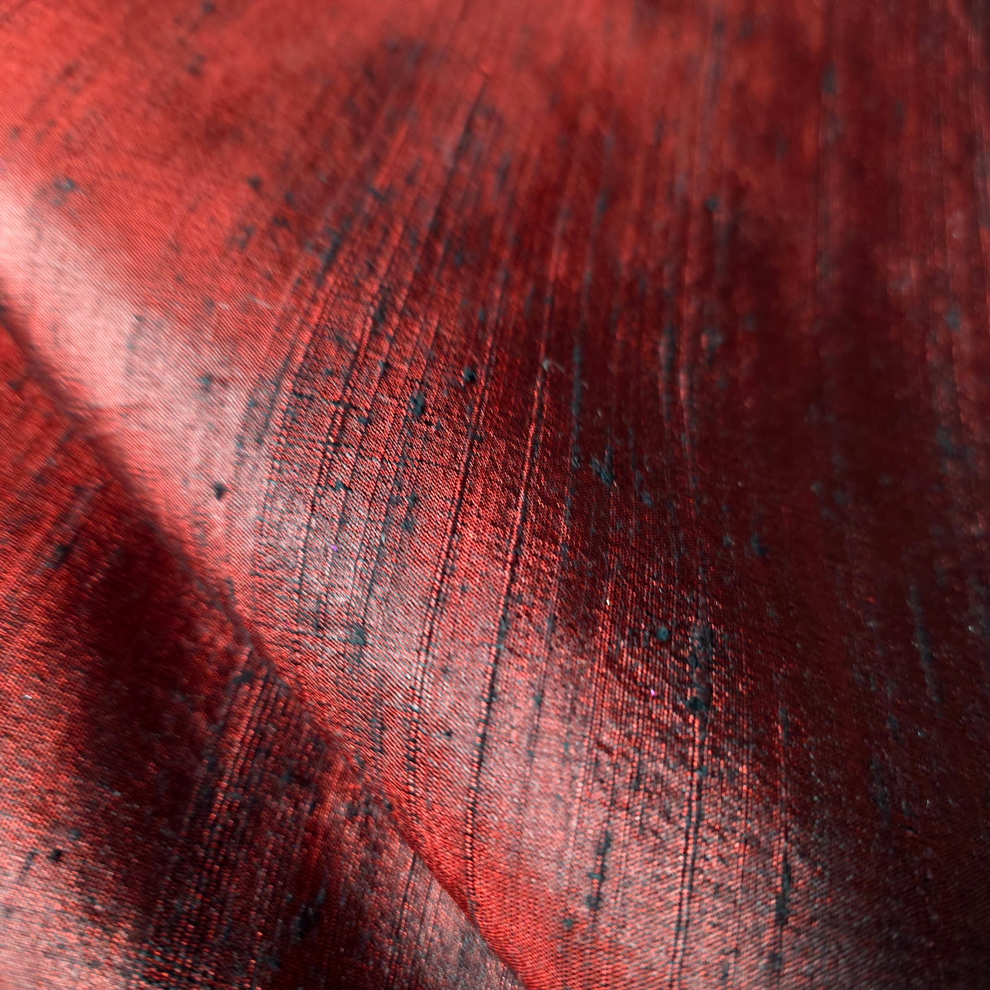 CRIMSON RED BLACK SILK DUPIONI