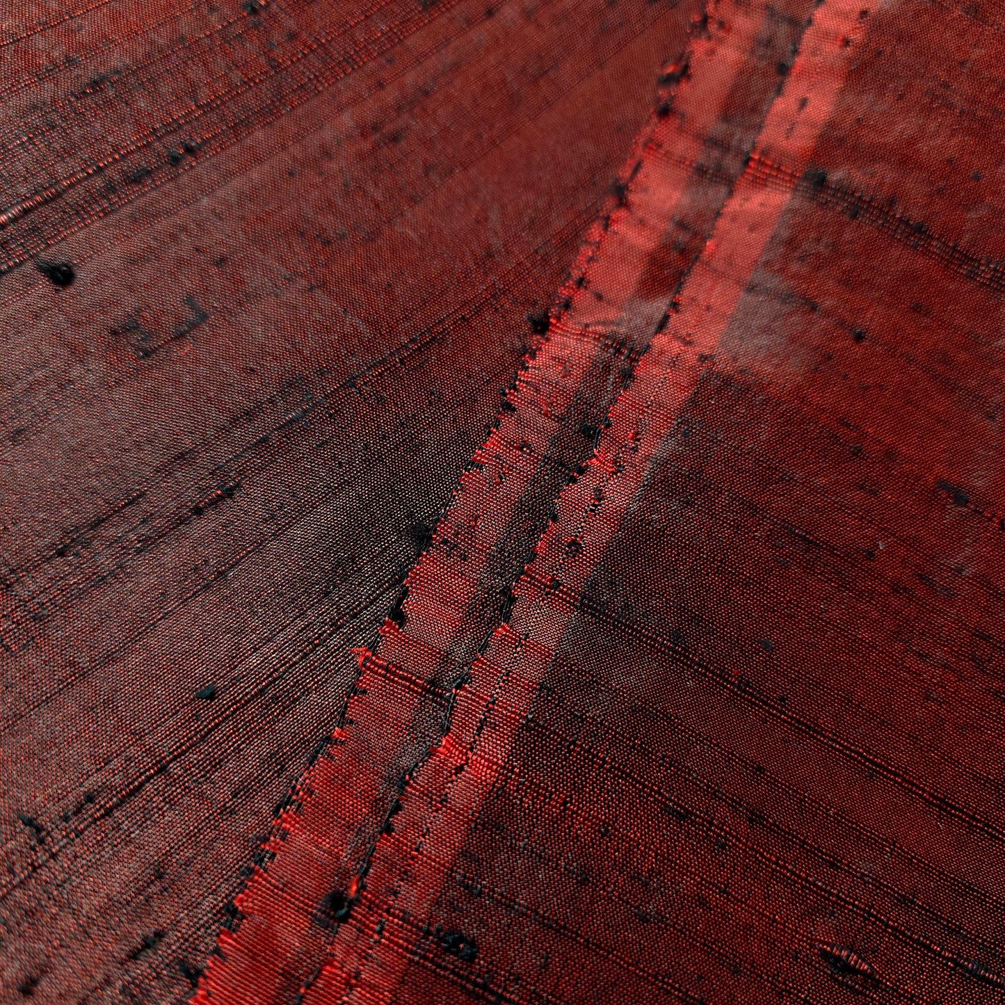 CRIMSON RED BLACK SILK DUPIONI