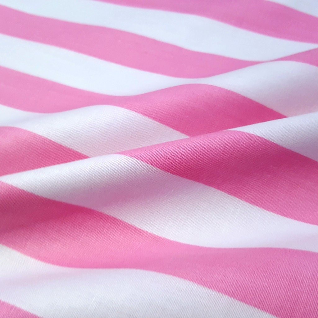 ONE INCH STRIPE PINK WHITE POLYCOTTON