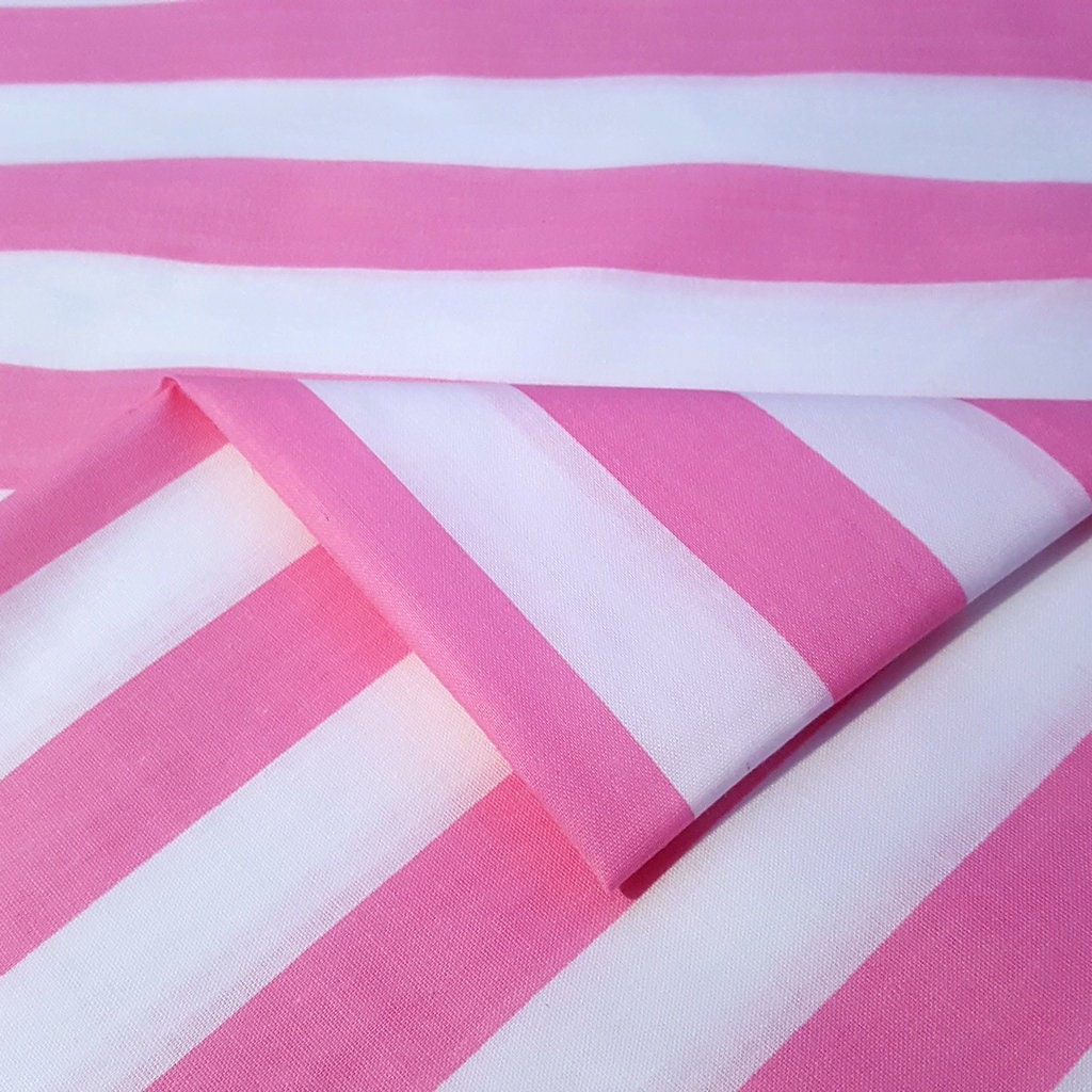 ONE INCH STRIPE PINK WHITE POLYCOTTON