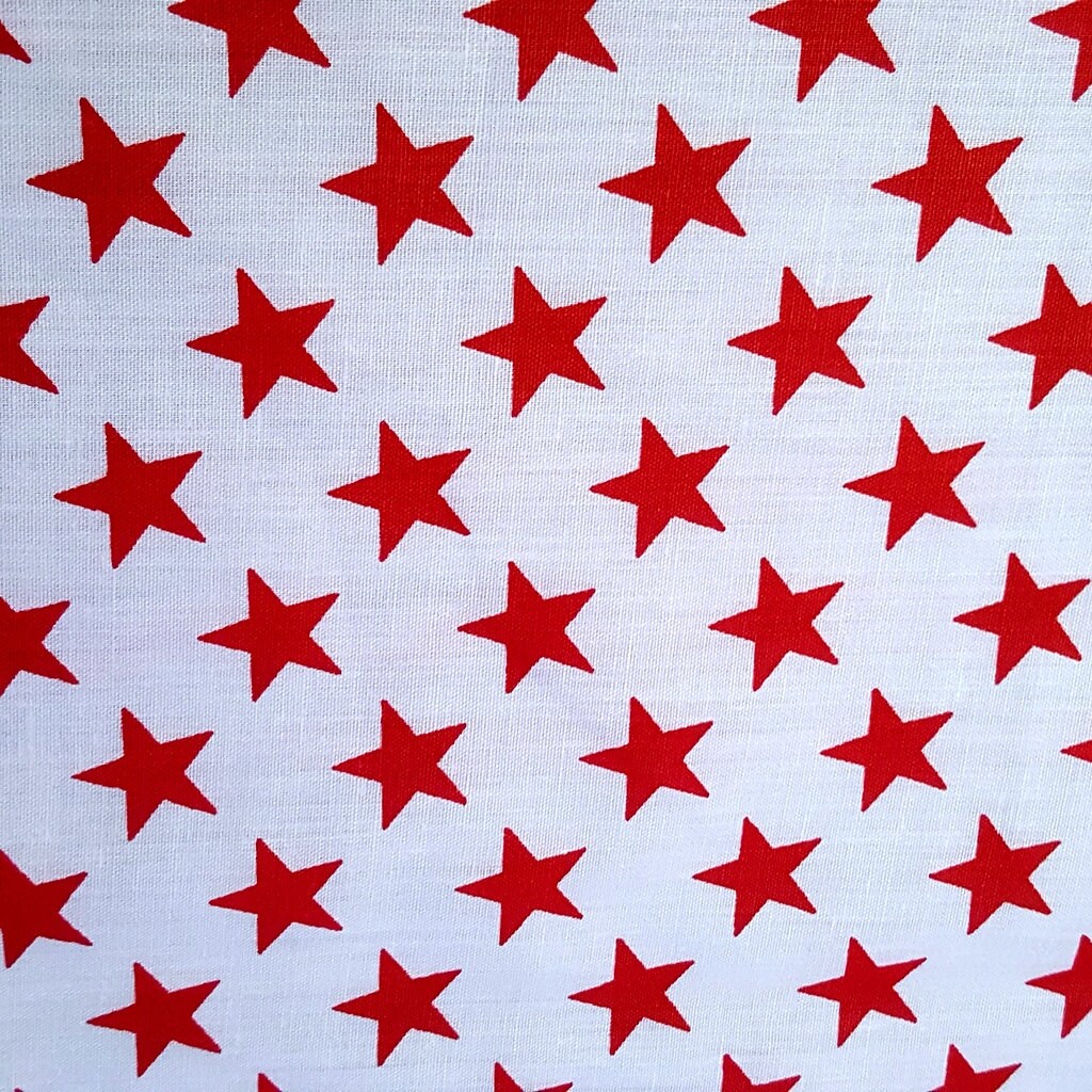 STAR SPANGLED POLYCOTTON RED ON WHITE