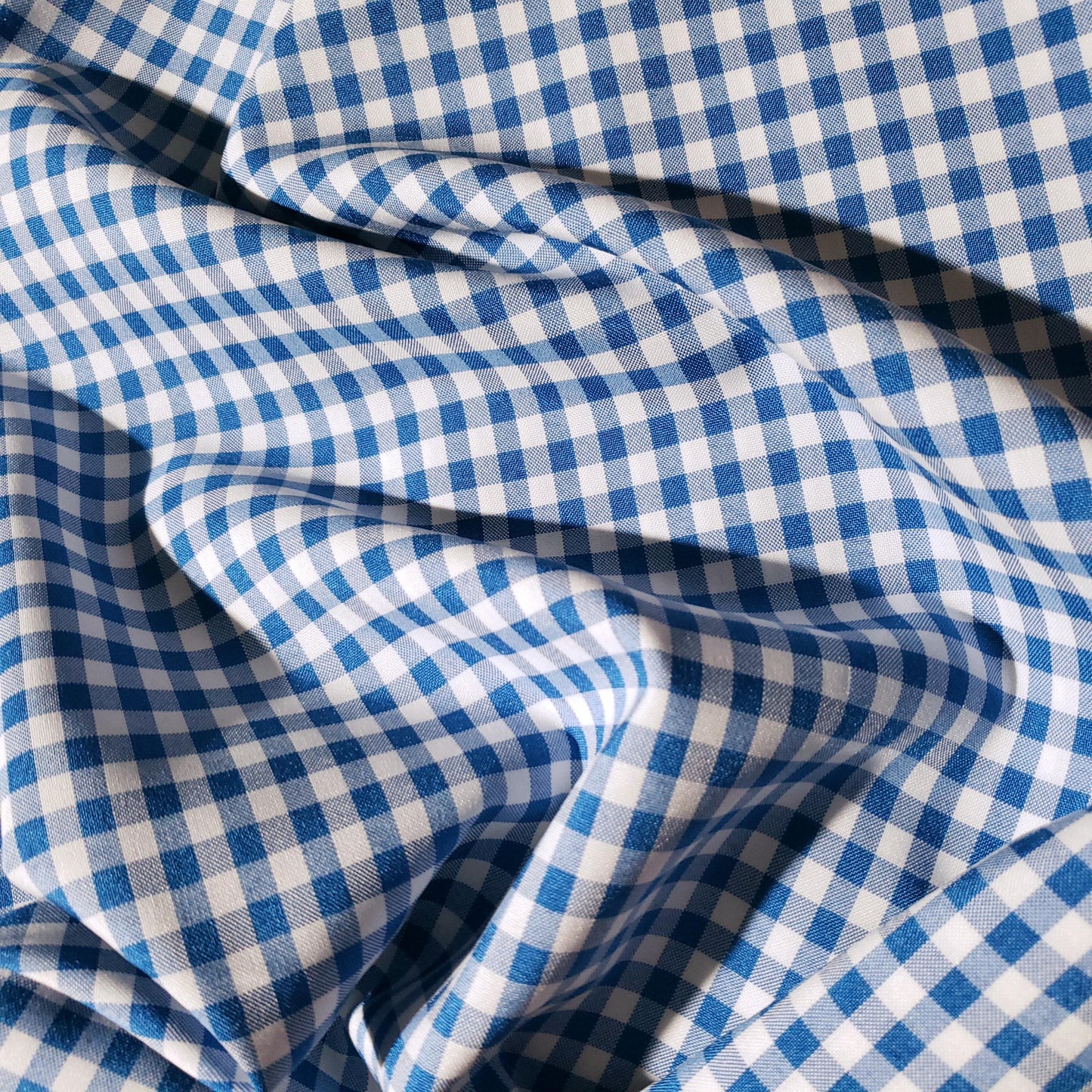 POLY POPLIN BLUE TURQUOISE SMALL GINGHAM