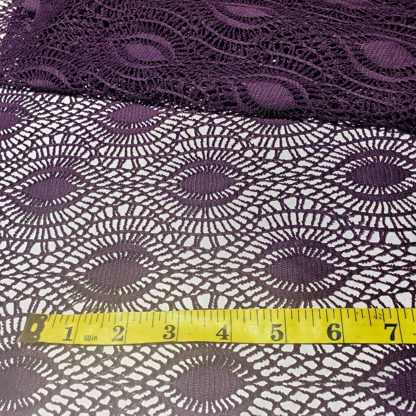 FAUX CROCHET BOHEMIAN EYE LACE PLUM PURPLE