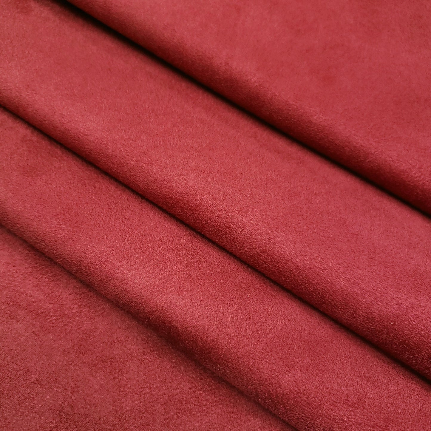 BRUSHED SUEDE UPHOLSTERY FABRIC DARK RED