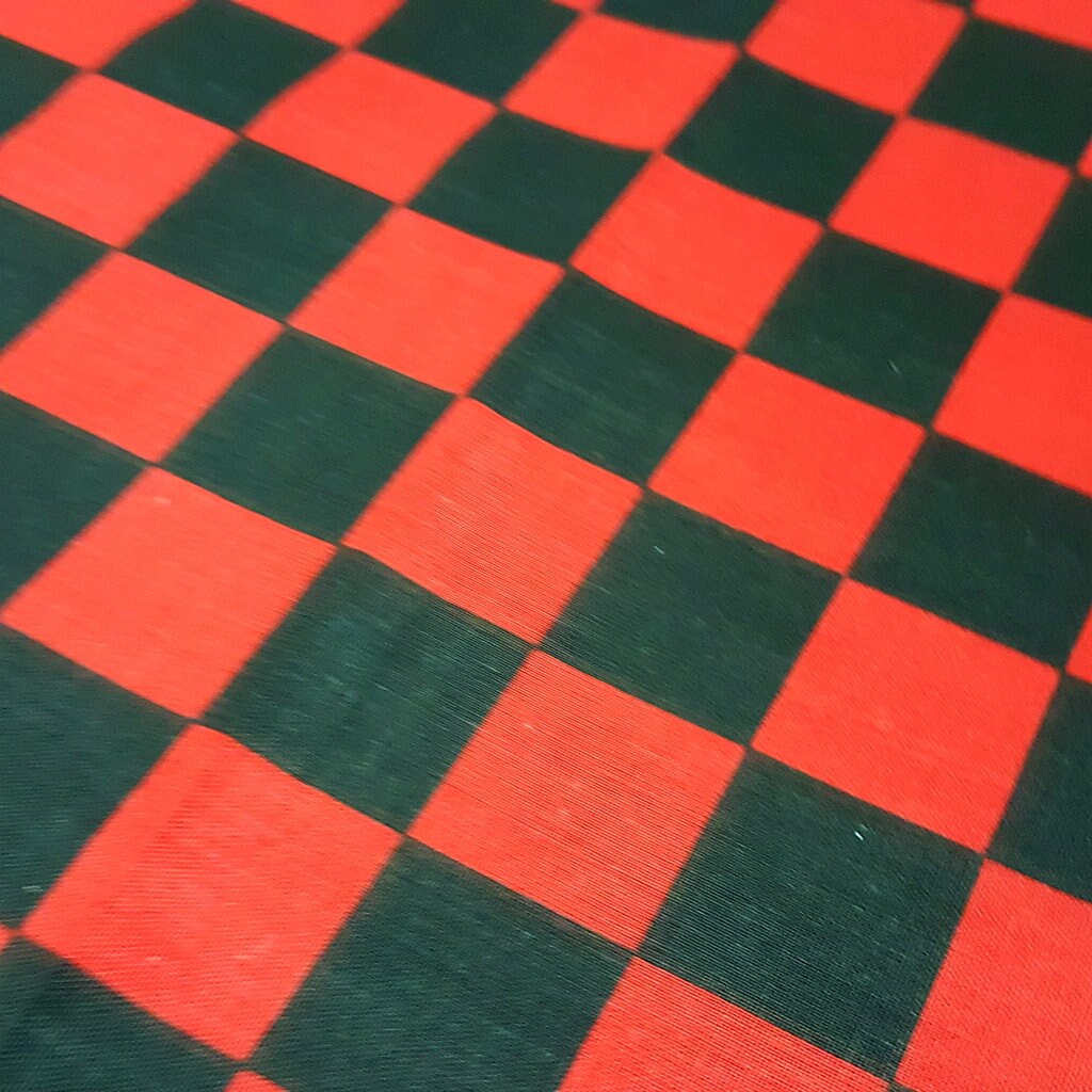 CHESSBOARD POLYCOTTON PRINT RED BLACK