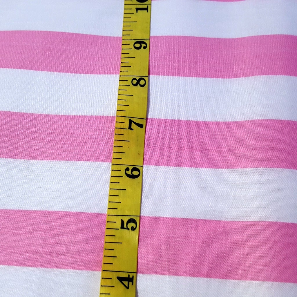 ONE INCH STRIPE PINK WHITE POLYCOTTON