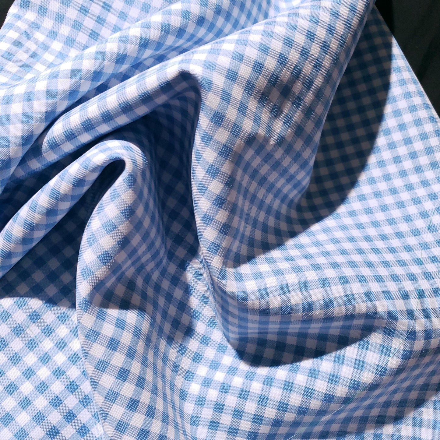 POLY POPLIN BLUE SKY SMALL GINGHAM