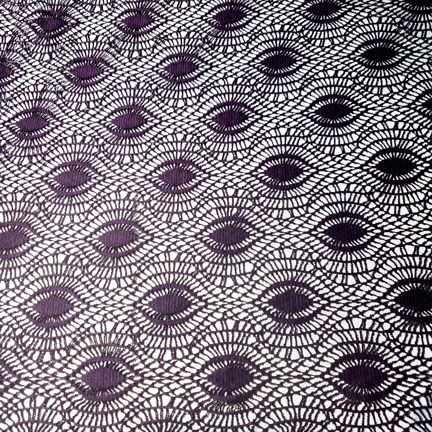 FAUX CROCHET BOHEMIAN EYE LACE PLUM PURPLE