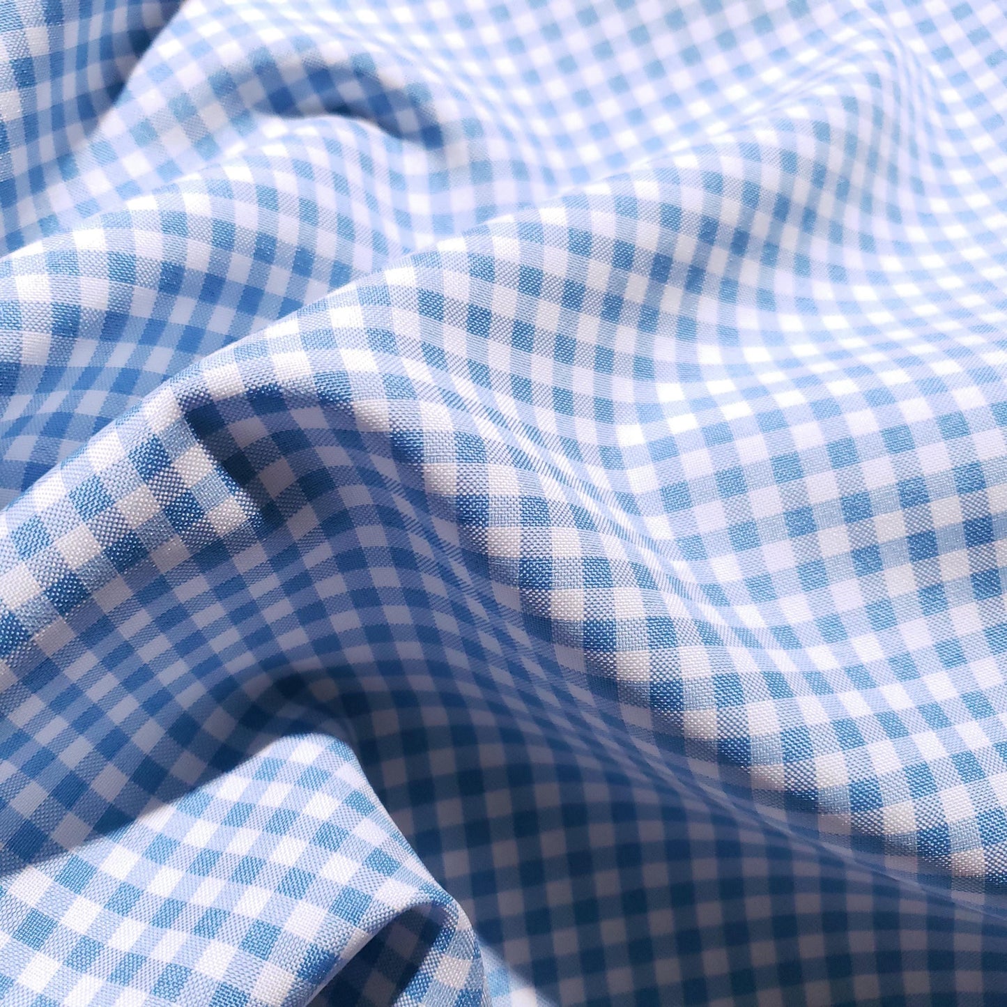 POLY POPLIN BLUE SKY SMALL GINGHAM