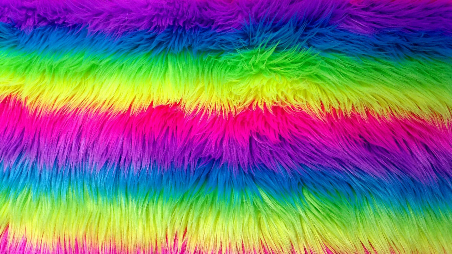 NEON RAINBOW STRIPE FUN FUR
