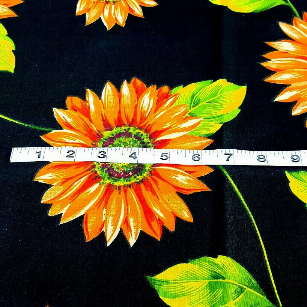 LARGE SUNFLOWER PRINT ON BLACK