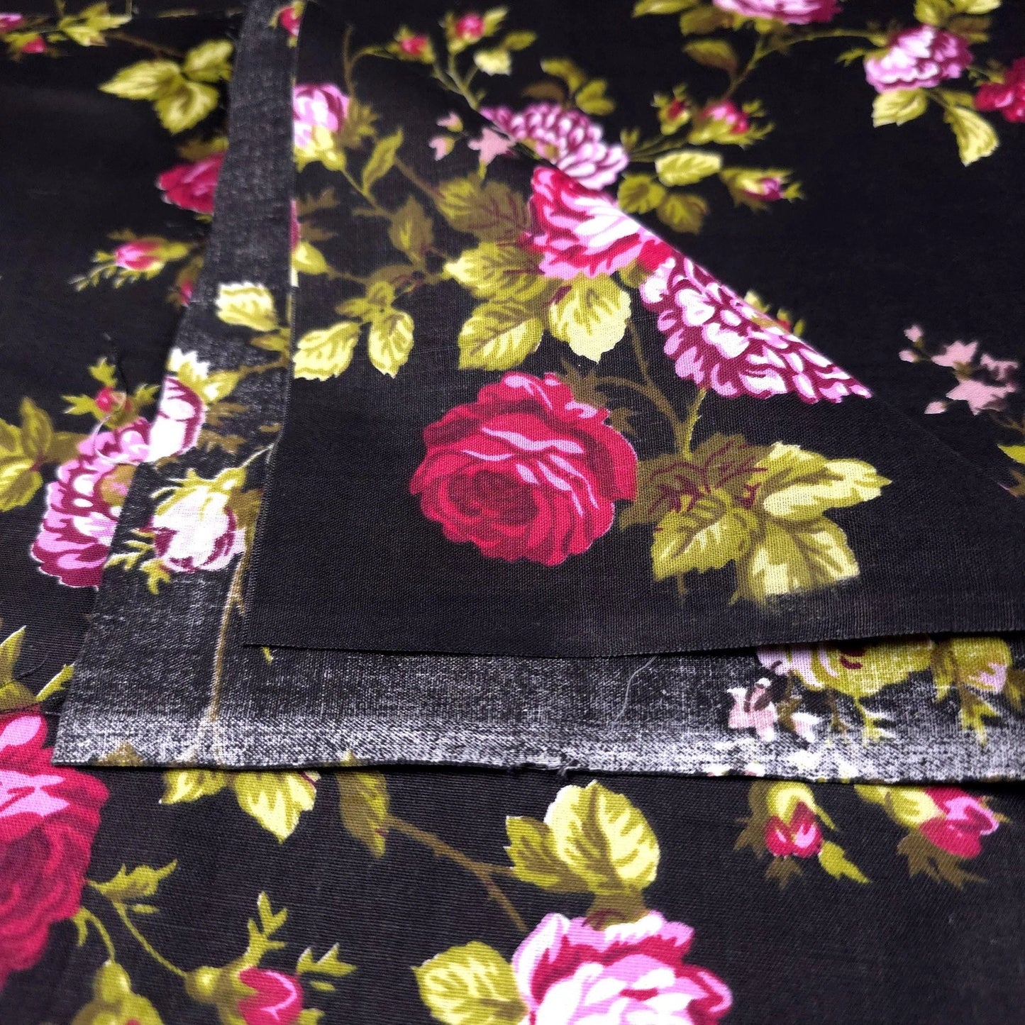 Classic Ruby Red Rose Floral Print Poly Cotton Fabric 58" By The Yard Victorian