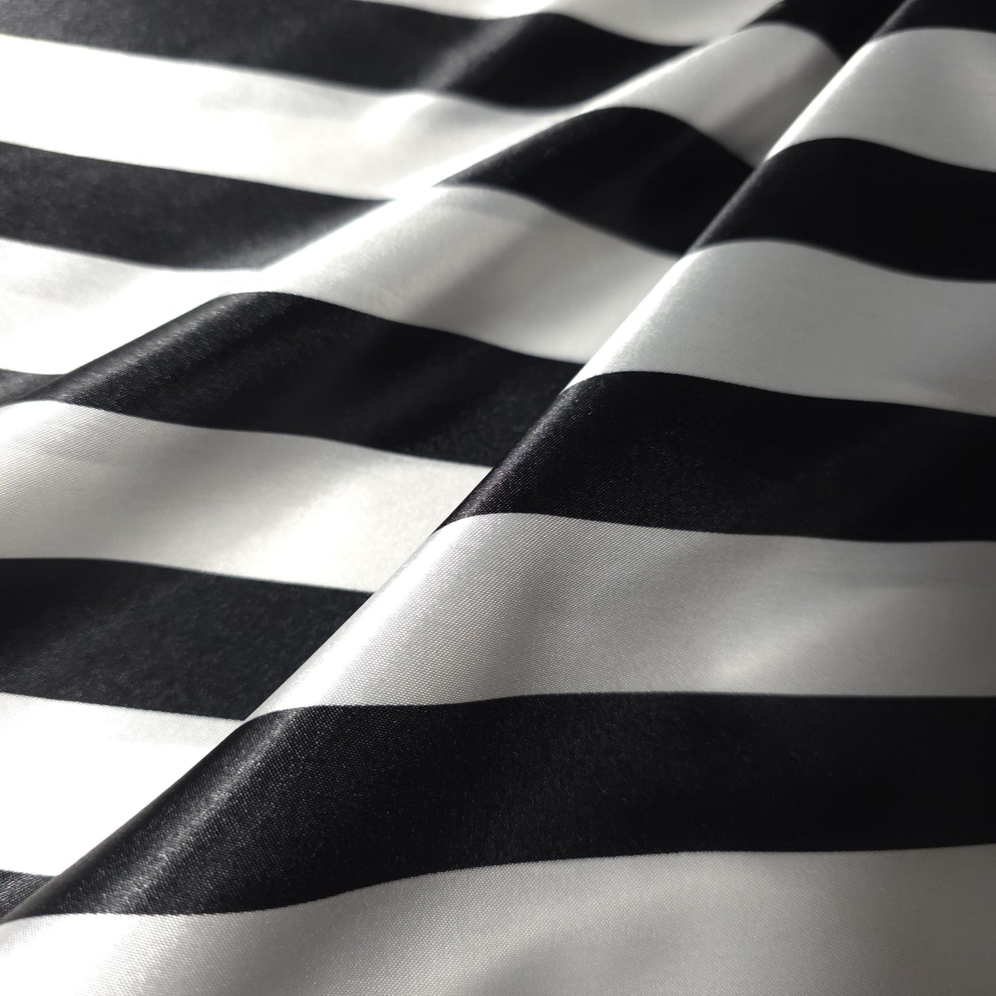 ONE INCH STRIPE SATIN BLACK WHITE