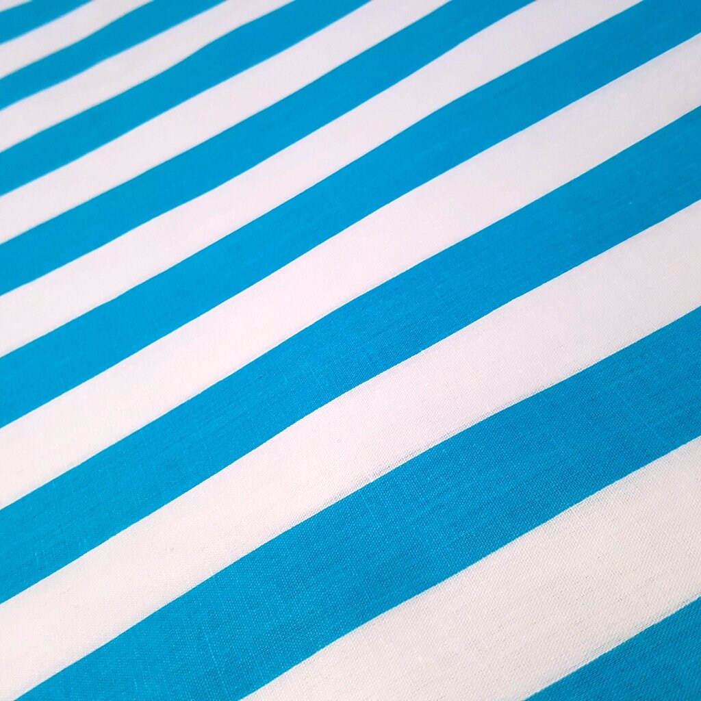 ONE INCH STRIPE POLYCOTTON TURQUOISE