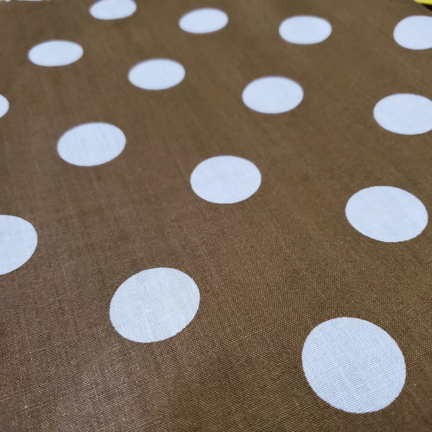 ONE INCH POLKA DOT WHITE ON BRONZE GOLD