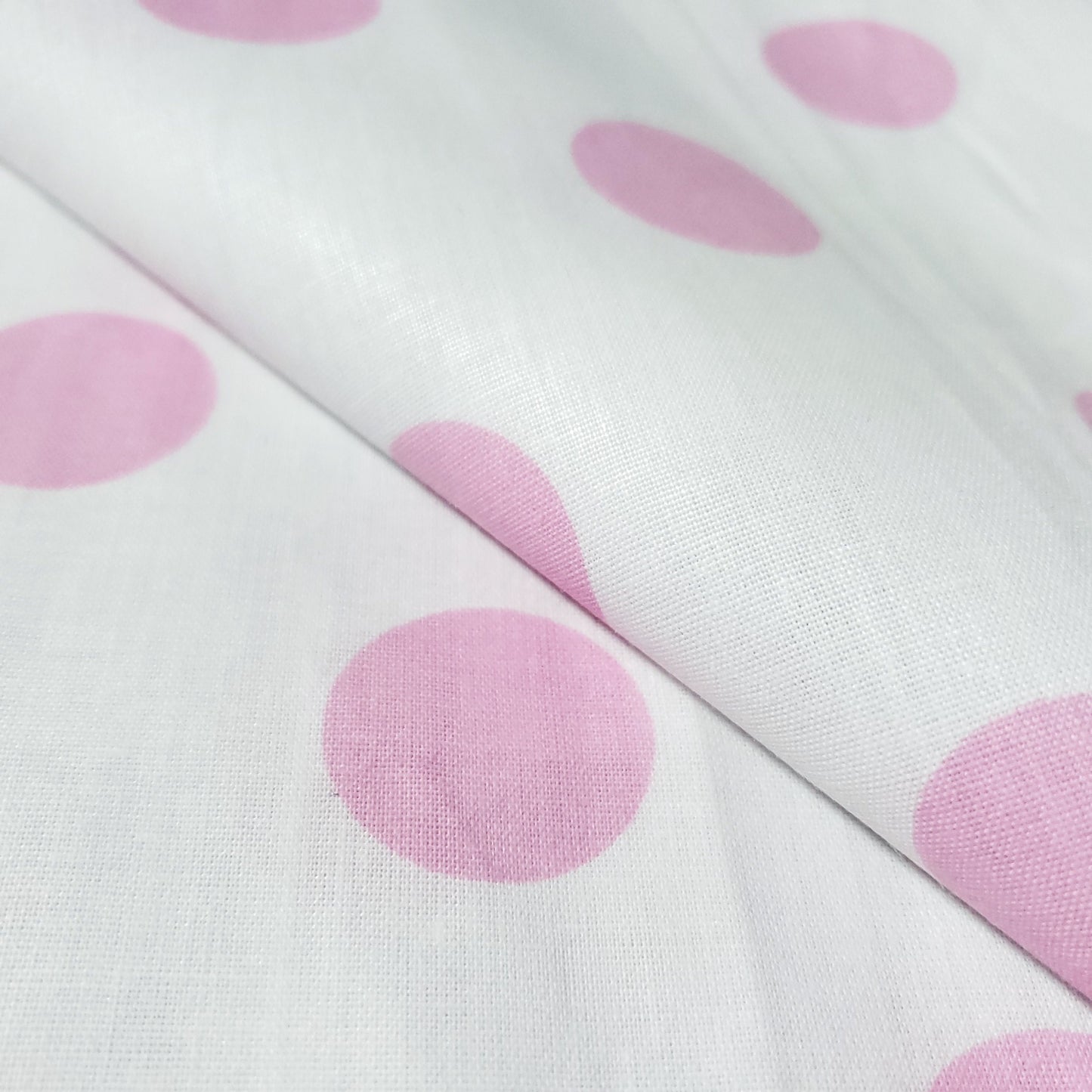 ONE INCH POLKA DOT PINK ON WHITE