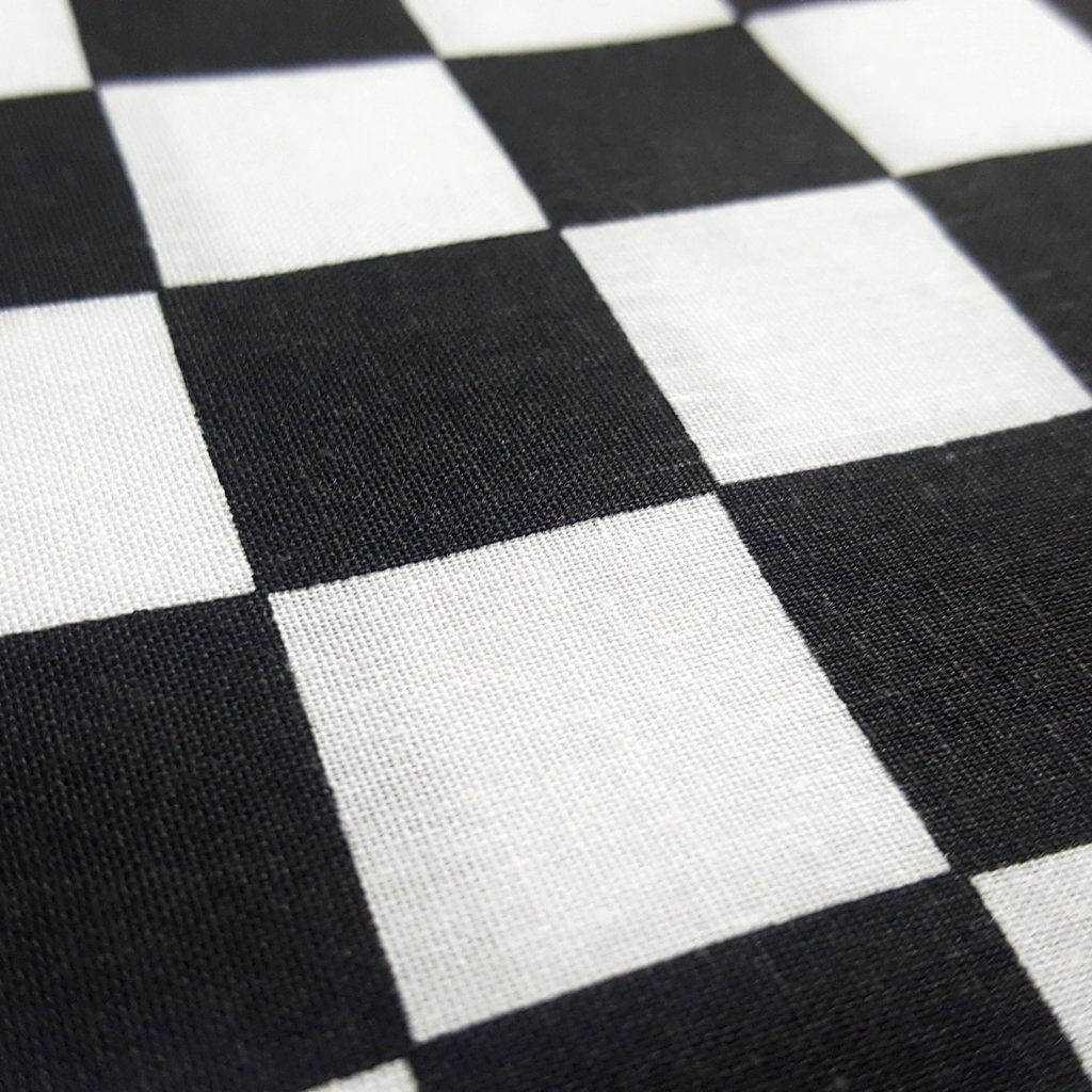 CHESSBOARD PRINT POLYCOTTON BLACK WHITE