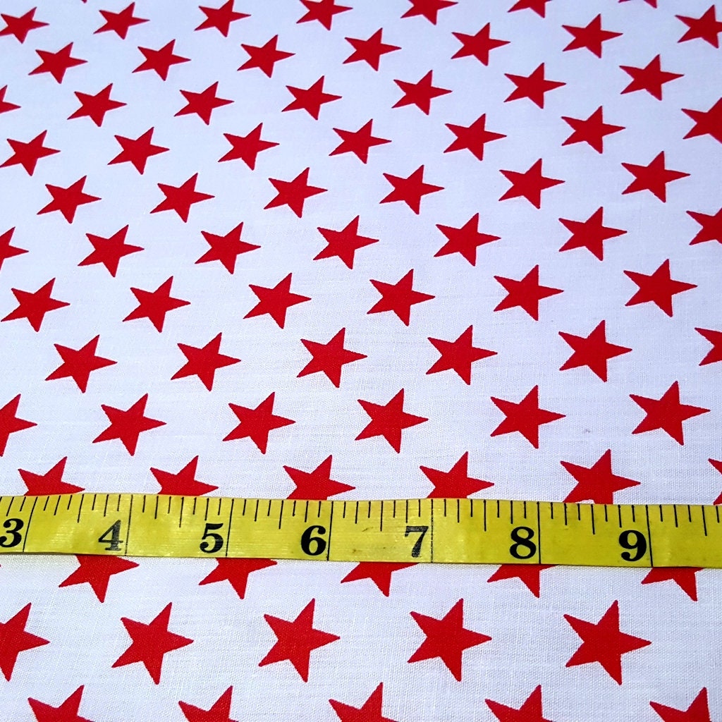 STAR SPANGLED POLYCOTTON RED ON WHITE
