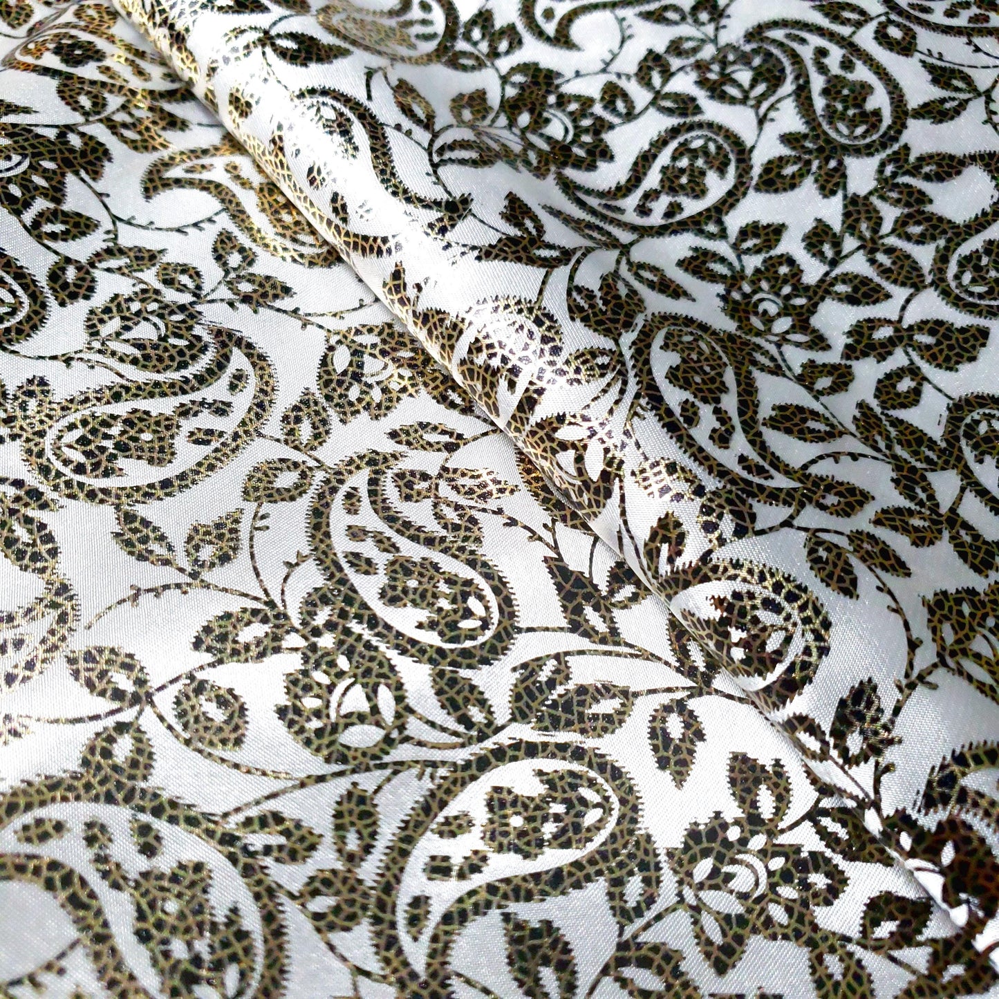 GOLD WHITE METALLIC GLOSS SATIN