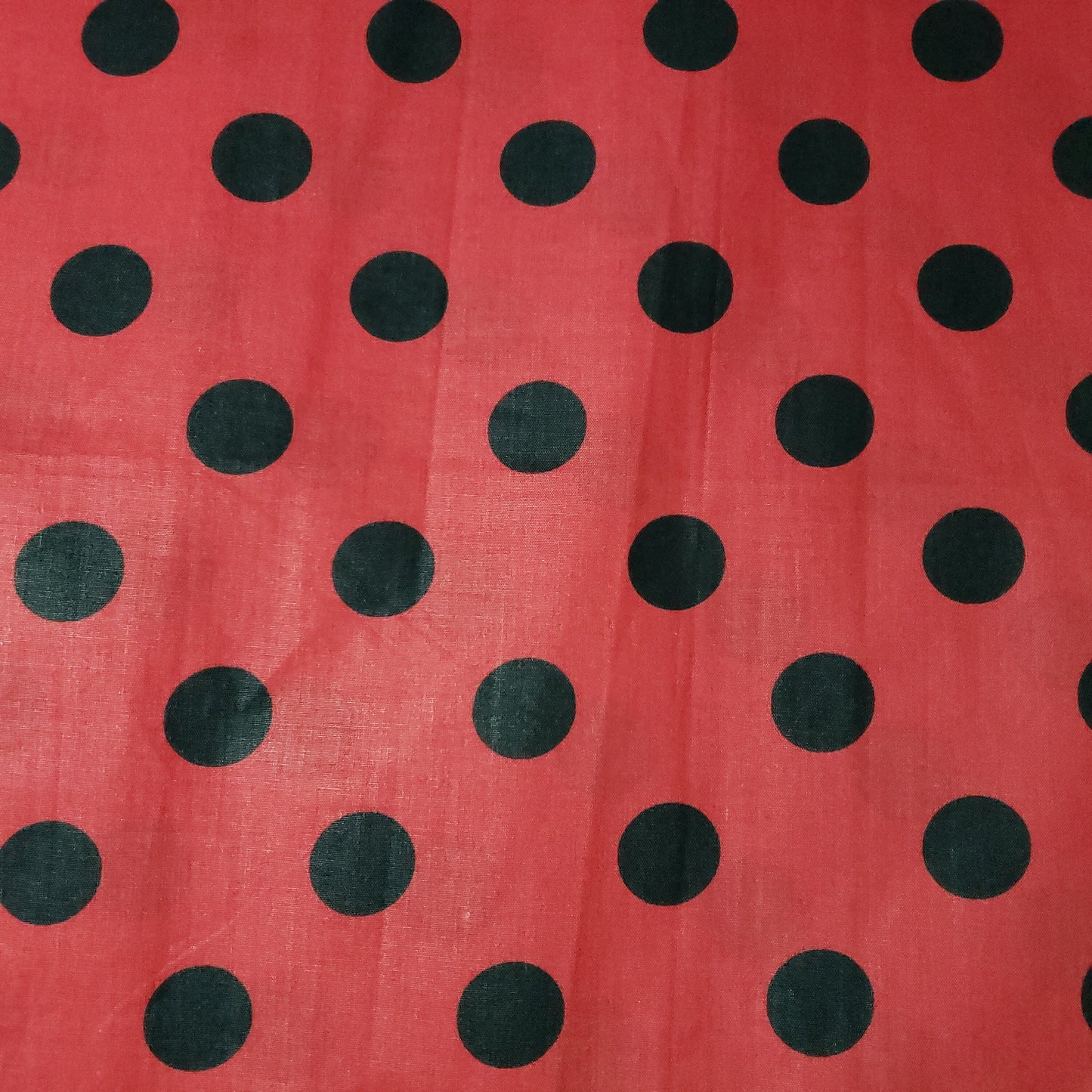 ONE INCH POLKA DOT BLACK ON RED