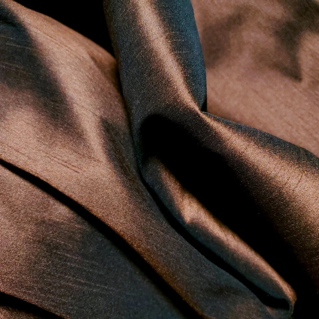 BROWN CHOCOLATE FAUX SILK DUPIONI