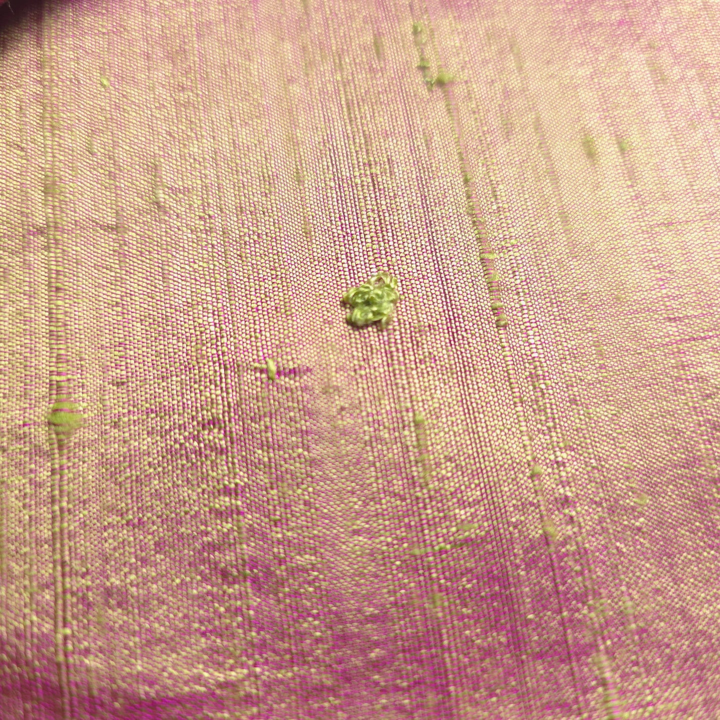 RAW SILK DUPIONI HAND WOVEN FABRIC TWO TONE LIME GREEN FUCHSIA PINK