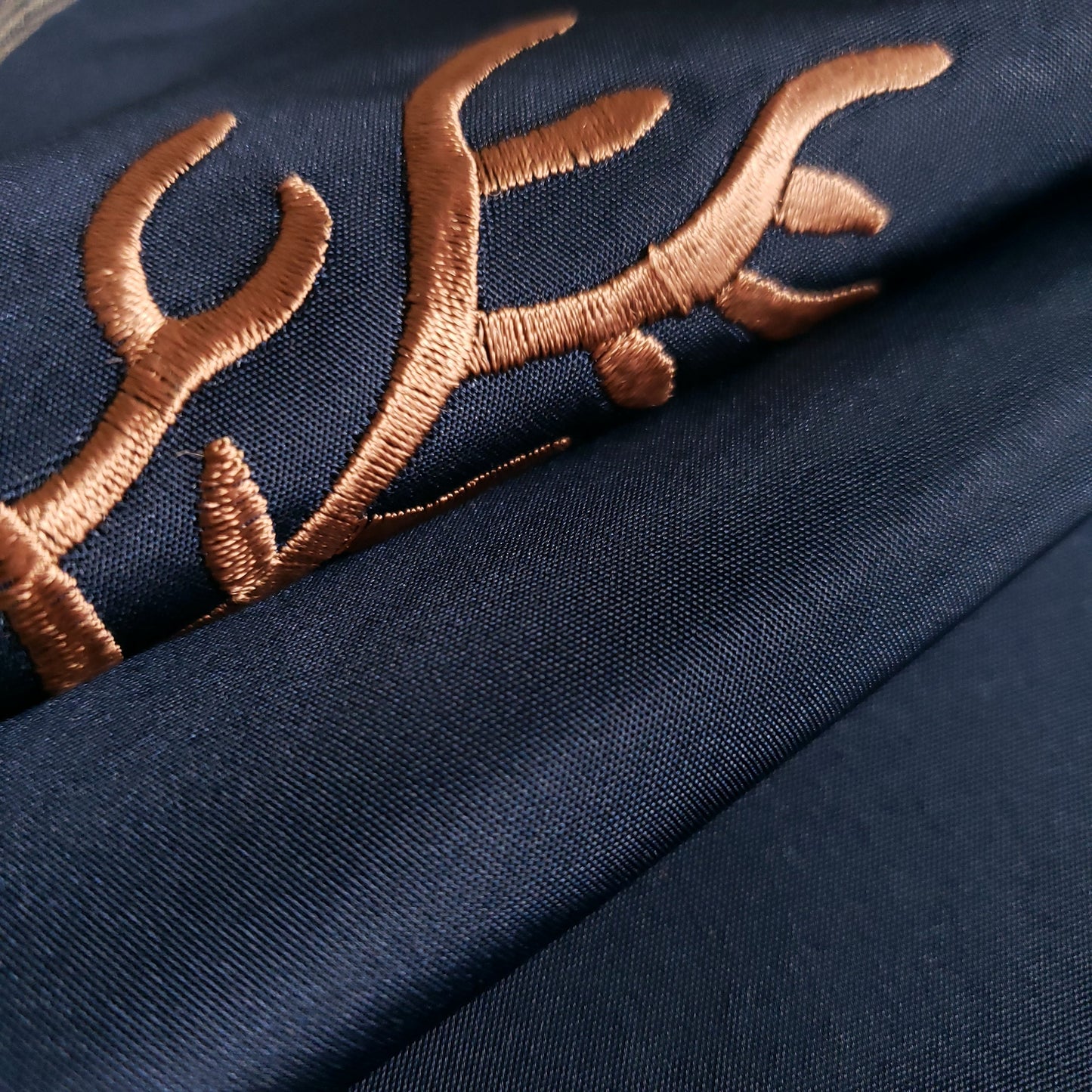 EMBROIDERED CORAL TAFFETA DRAPERY