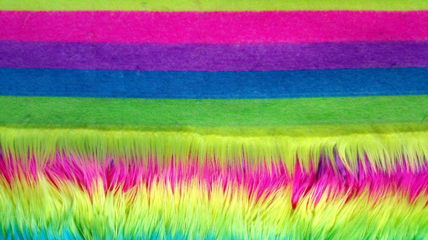 NEON RAINBOW STRIPE FUN FUR