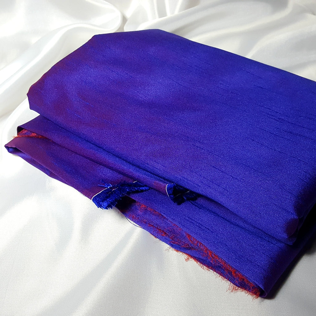 PURPLE ROYAL RED TWO TONE FAUX SILK DUPIONI 58"
