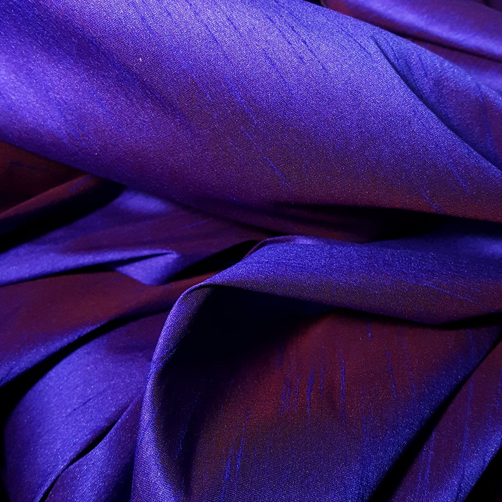 PURPLE ROYAL RED TWO TONE FAUX SILK DUPIONI 58"