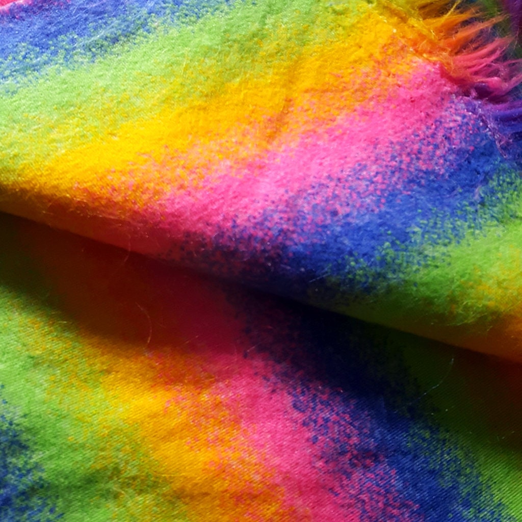 RAINBOW STRIPE LONG PILE FAUX FUR