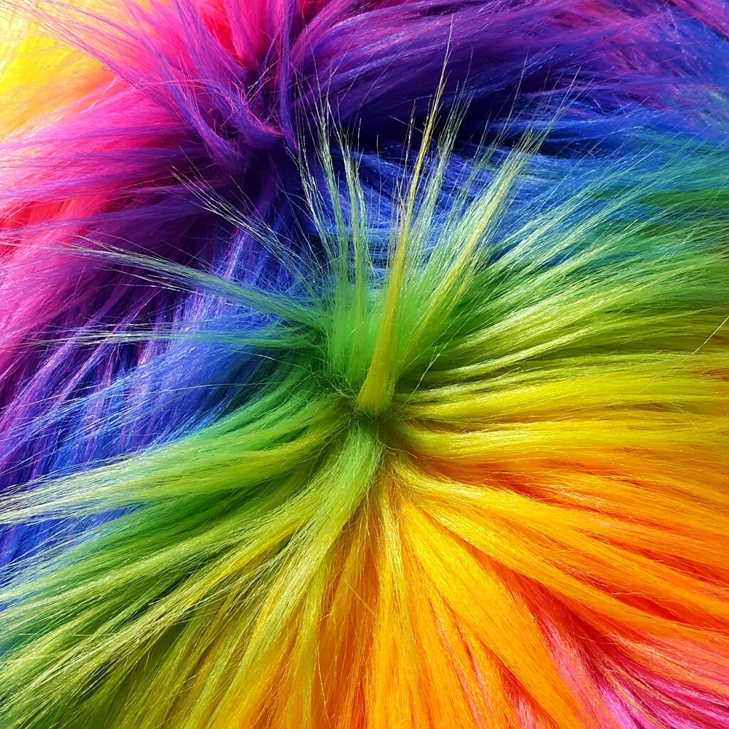 RAINBOW STRIPE LONG PILE FAUX FUR