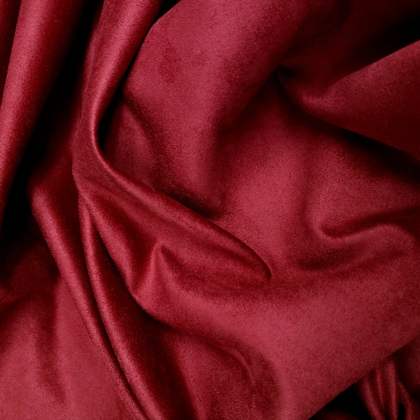 BRUSHED SUEDE UPHOLSTERY FABRIC DARK RED