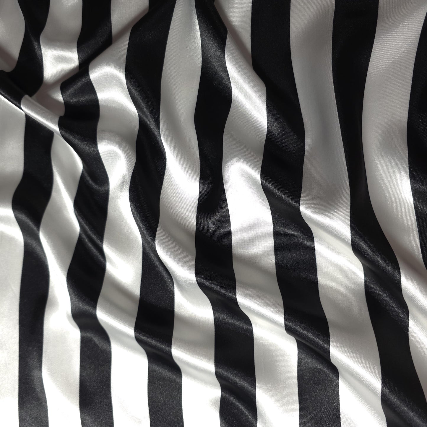 ONE INCH STRIPE SATIN BLACK WHITE