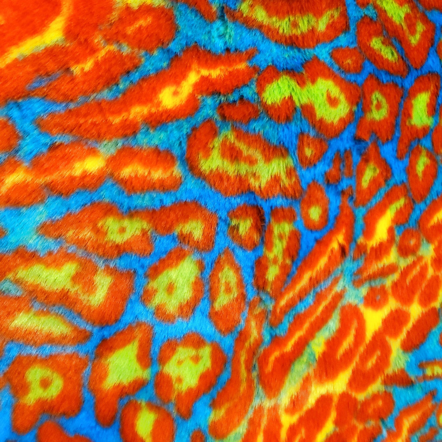 LEOPARD FUN FUR ORANGE BLUE LAVA