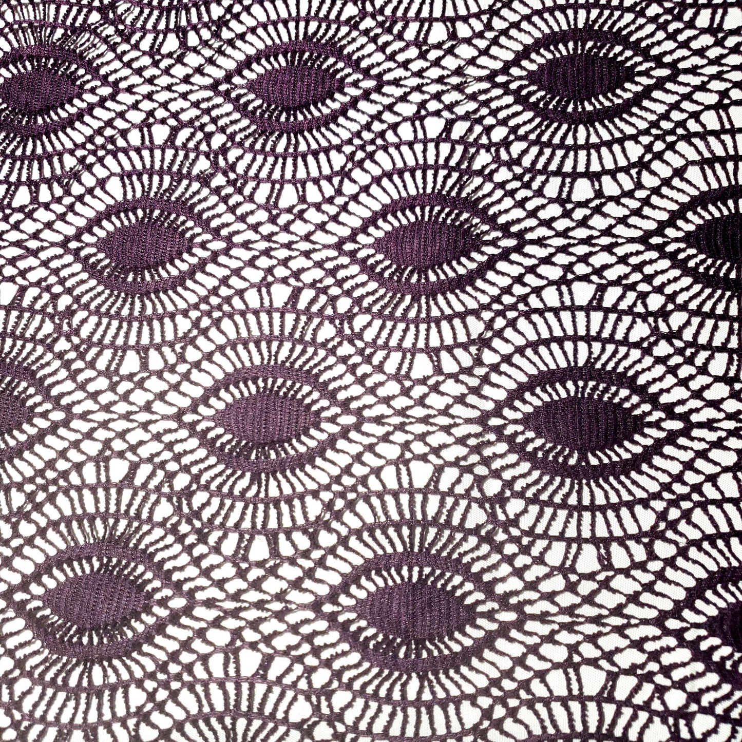 FAUX CROCHET BOHEMIAN EYE LACE PLUM PURPLE