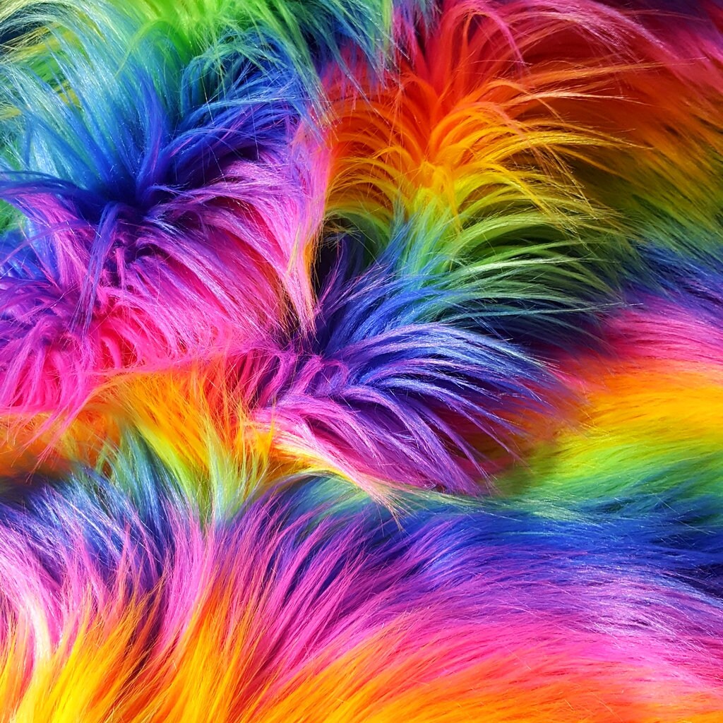 RAINBOW STRIPE LONG PILE FAUX FUR