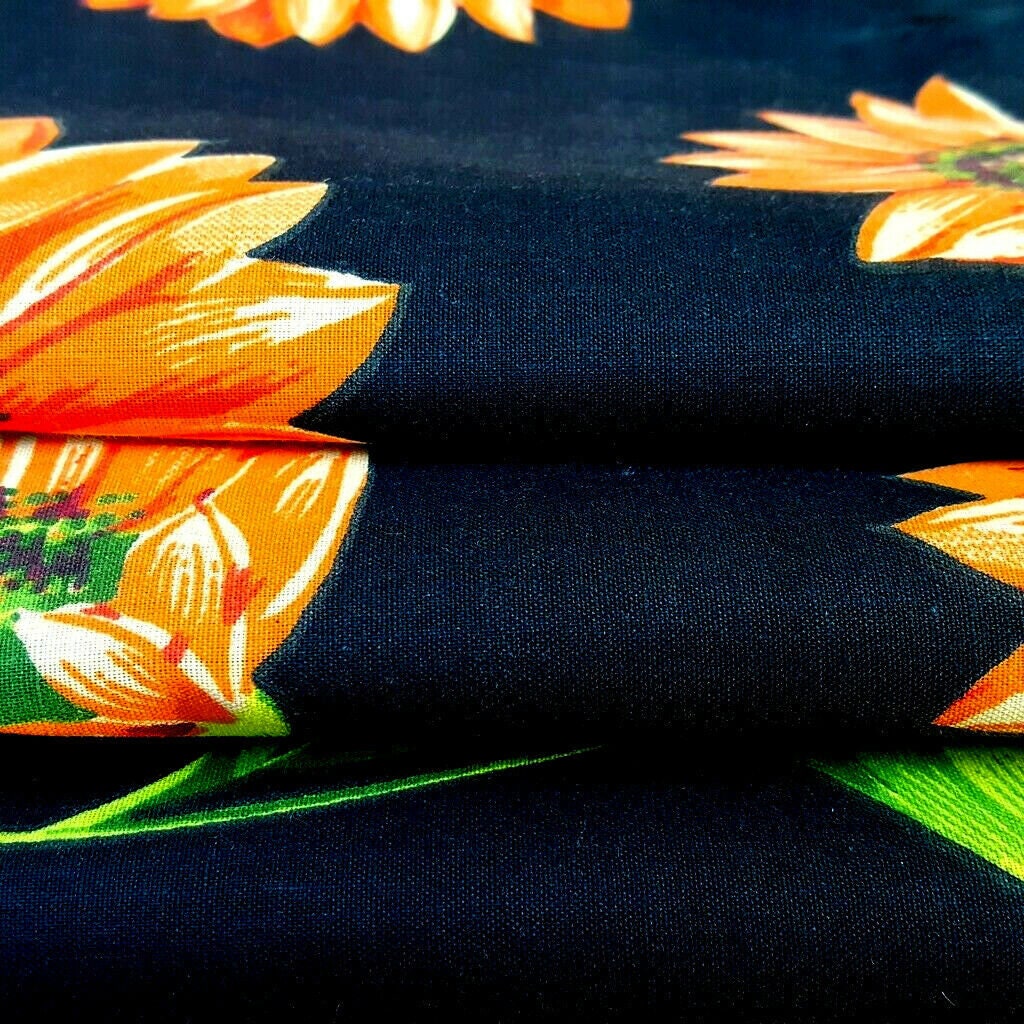 LARGE SUNFLOWER PRINT ON BLACK