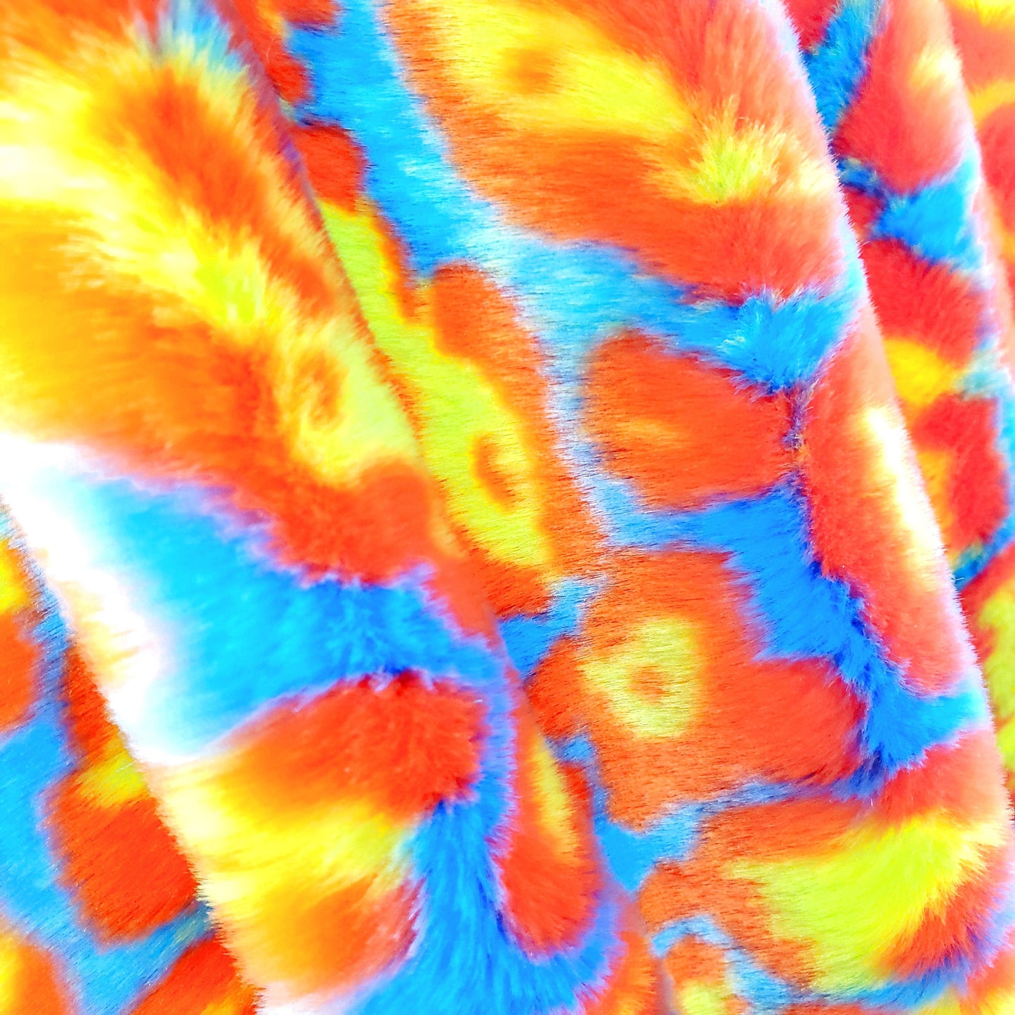 LEOPARD FUN FUR ORANGE BLUE LAVA
