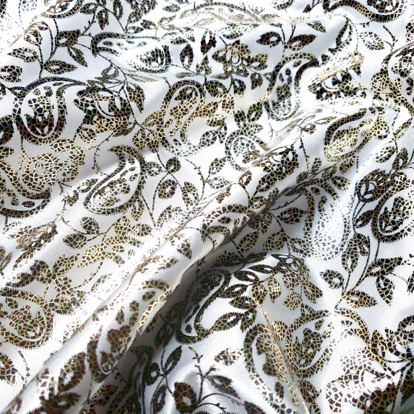 GOLD WHITE METALLIC GLOSS SATIN