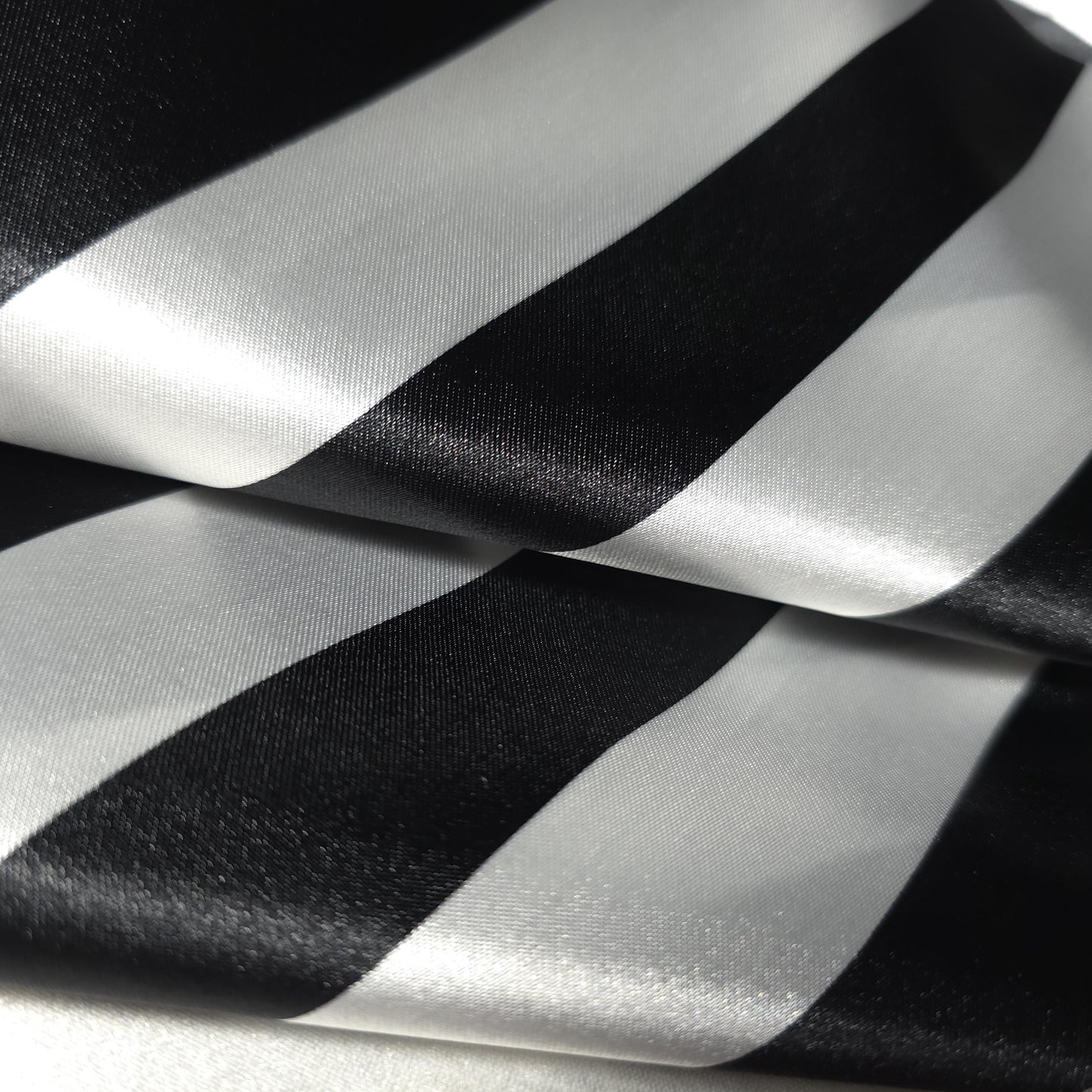ONE INCH STRIPE SATIN BLACK WHITE